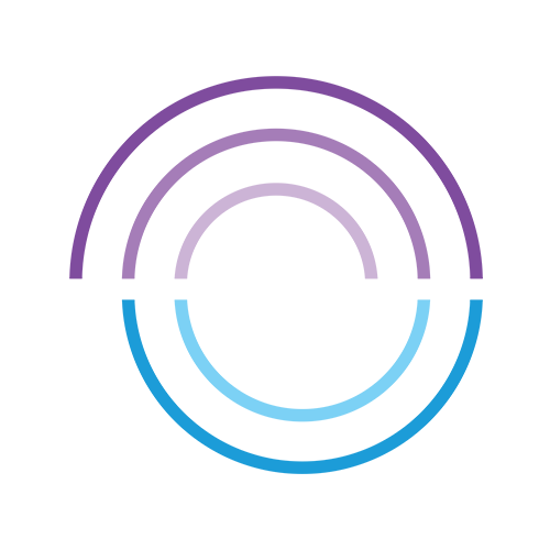 A spinning circle with upward and downward semi circles in shades of purple, creating a gradient effect.